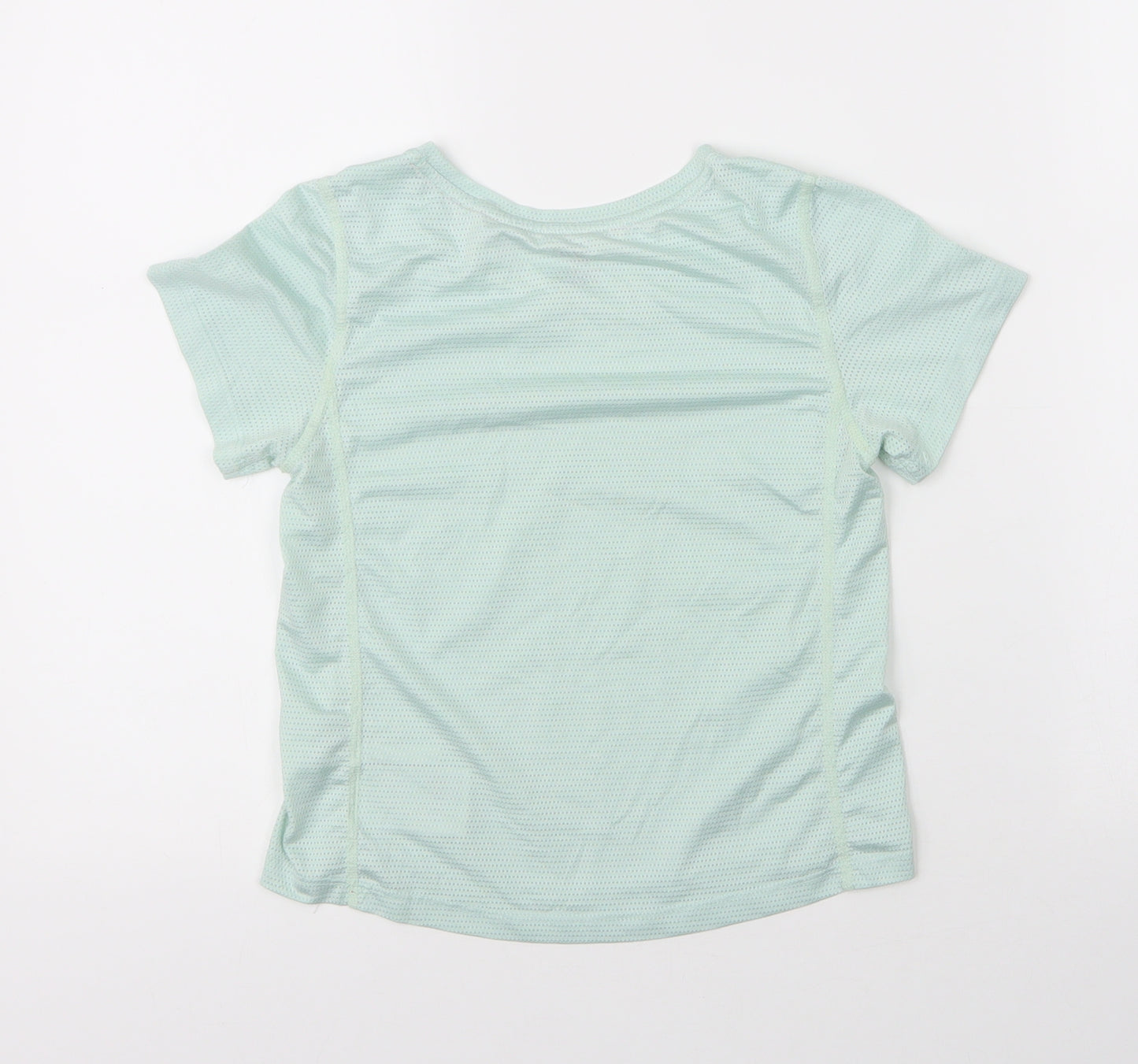 H&M Girls Green  Polyester Basic T-Shirt Size 6 Years Round Neck