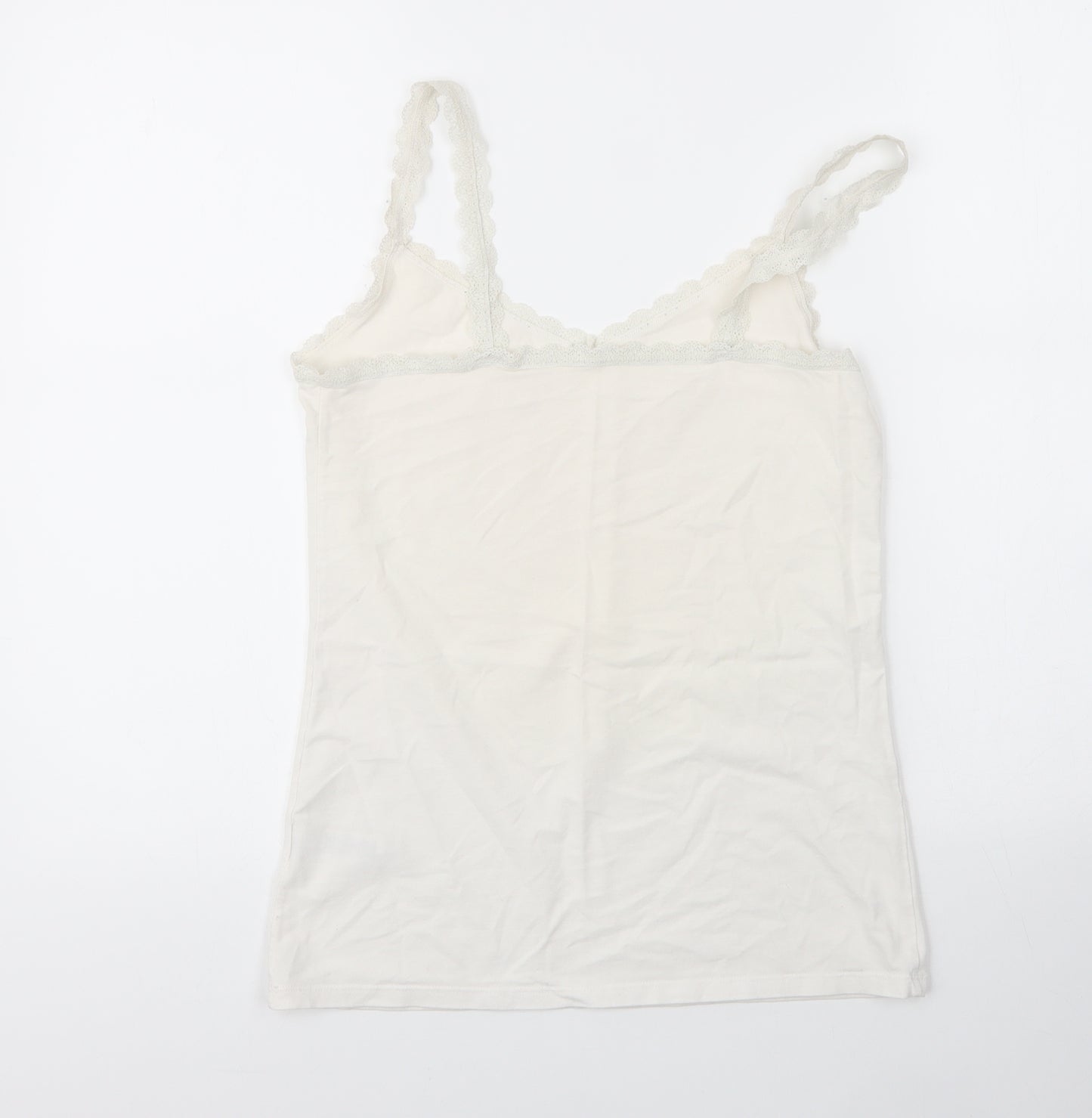 M&S Womens White  Cotton Camisole Blouse Size 12 V-Neck