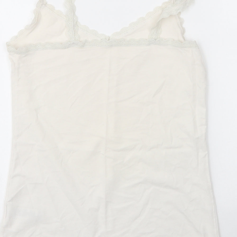 M&S Womens White  Cotton Camisole Blouse Size 12 V-Neck