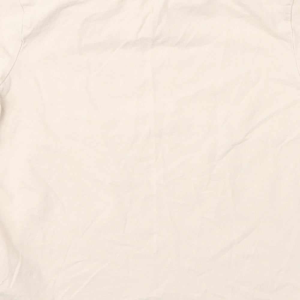 H&M Girls Beige  Cotton Basic T-Shirt Size 7 Years Round Neck  - Butterfly