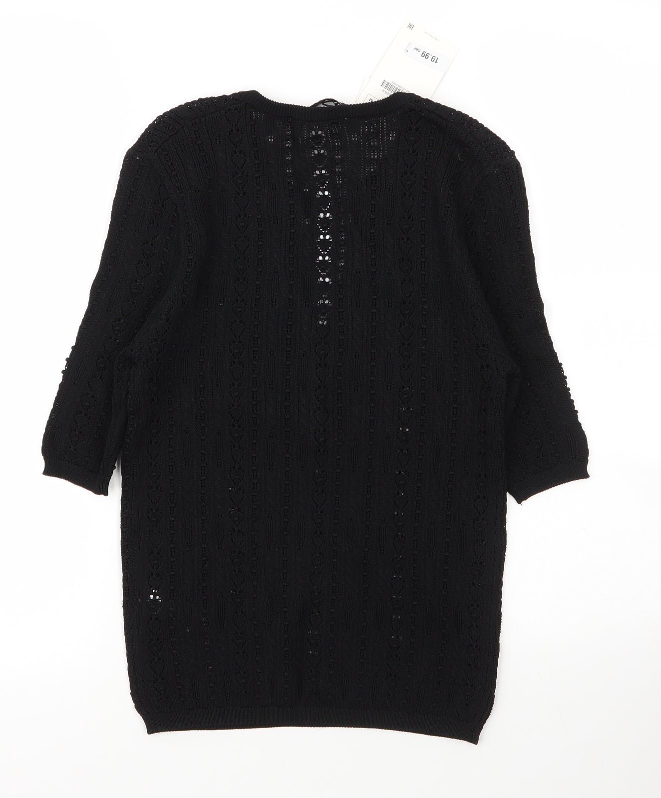 Zara Womens Black V-Neck  Viscose Cardigan Jumper Size M