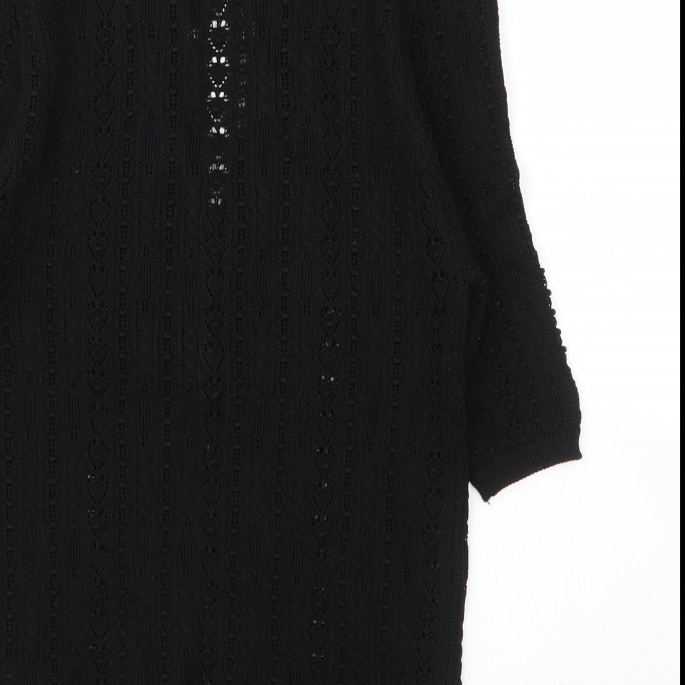 Zara Womens Black V-Neck  Viscose Cardigan Jumper Size M
