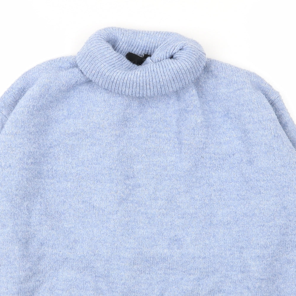 New Look Womens Blue Roll Neck  Acrylic Pullover Jumper Size M