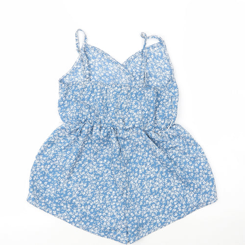 SheIn Girls Blue Floral Polyester Romper One-Piece Size 8 Years