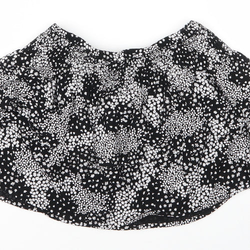 M&S Girls Black Floral Viscose Mini Skirt Size 7 Years  Regular