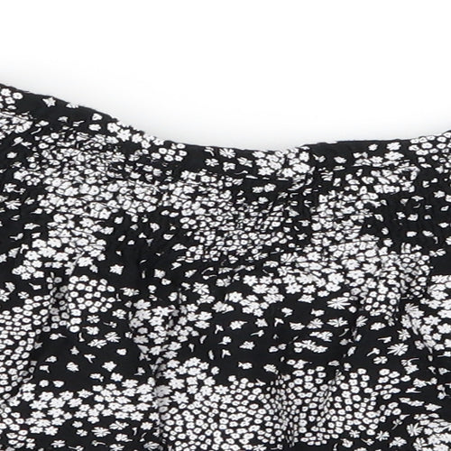 M&S Girls Black Floral Viscose Mini Skirt Size 7 Years  Regular