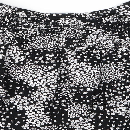 M&S Girls Black Floral Viscose Mini Skirt Size 7 Years  Regular