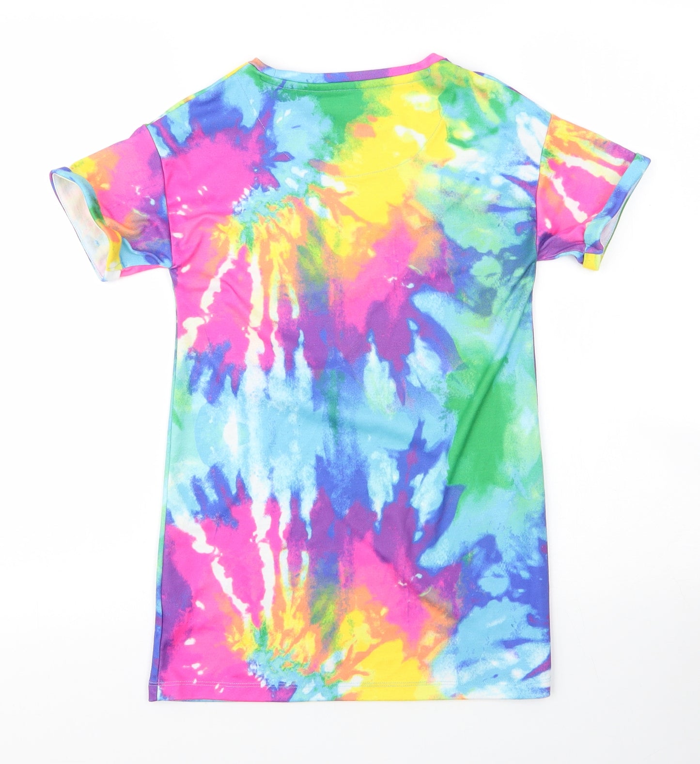 NEXT Girls Blue Tie Dye Polyester A-Line  Size 8 Years  Round Neck