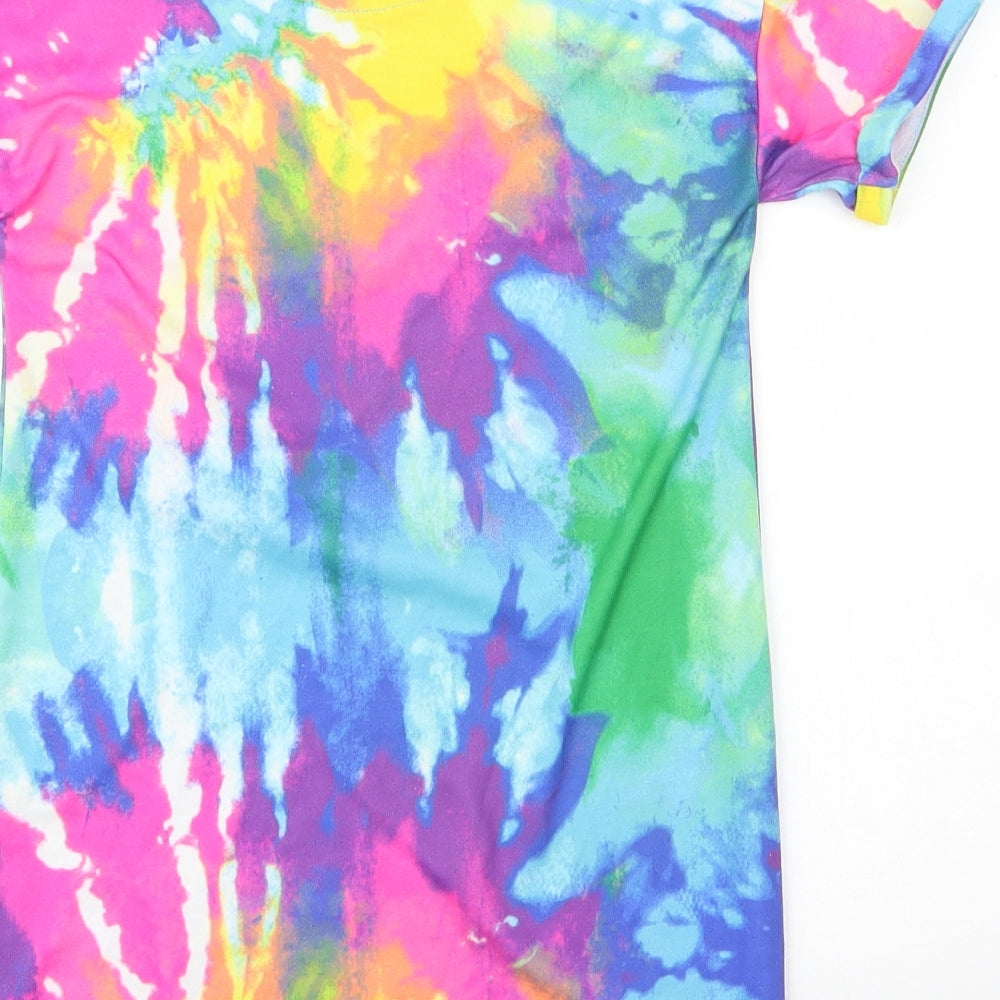 NEXT Girls Blue Tie Dye Polyester A-Line  Size 8 Years  Round Neck