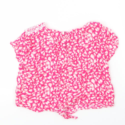 Minoti Girls Pink  Viscose Cropped Blouse Size 11 Years Round Neck