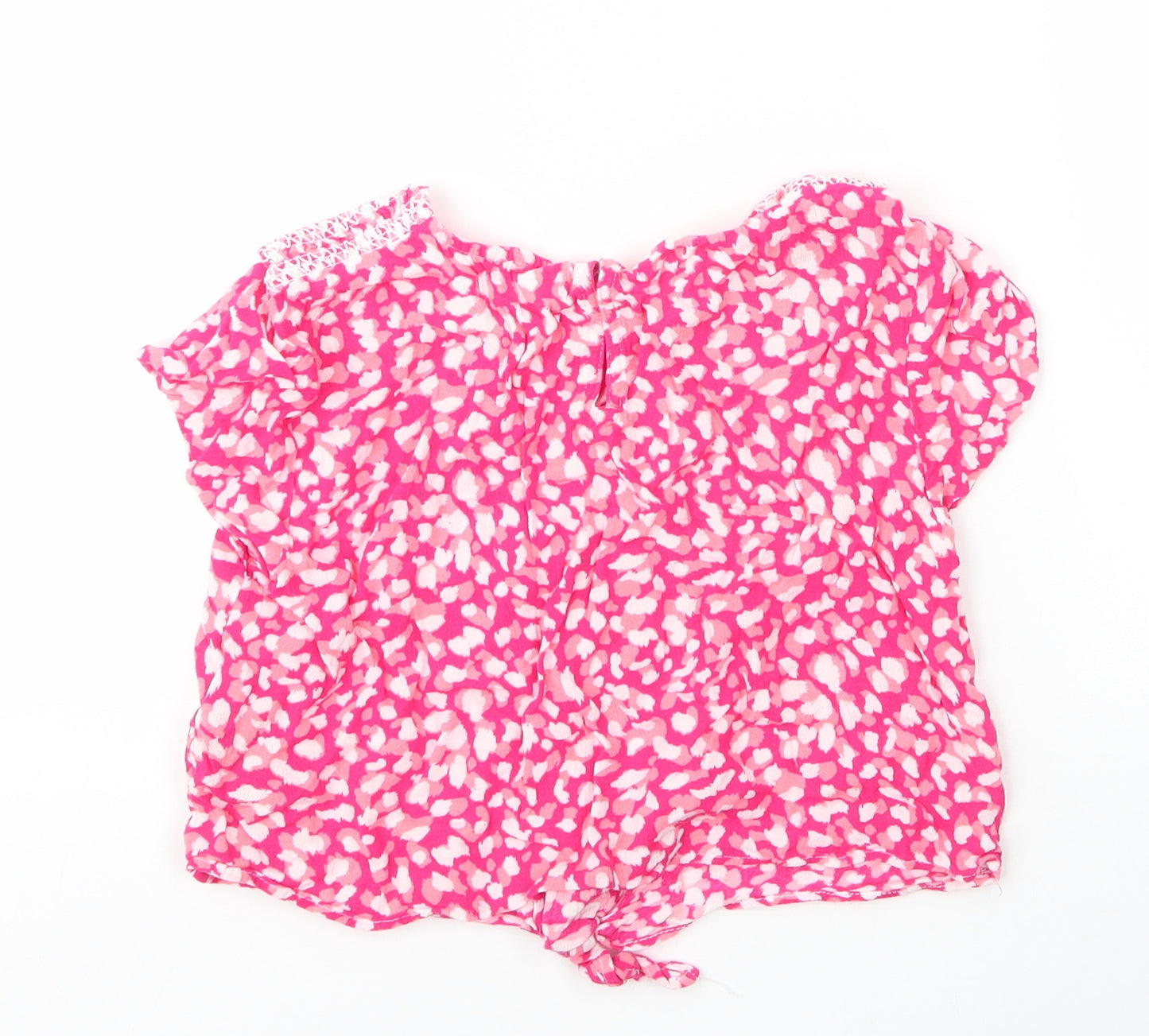 Minoti Girls Pink  Viscose Cropped Blouse Size 11 Years Round Neck