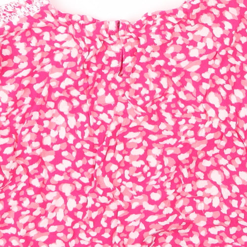 Minoti Girls Pink  Viscose Cropped Blouse Size 11 Years Round Neck