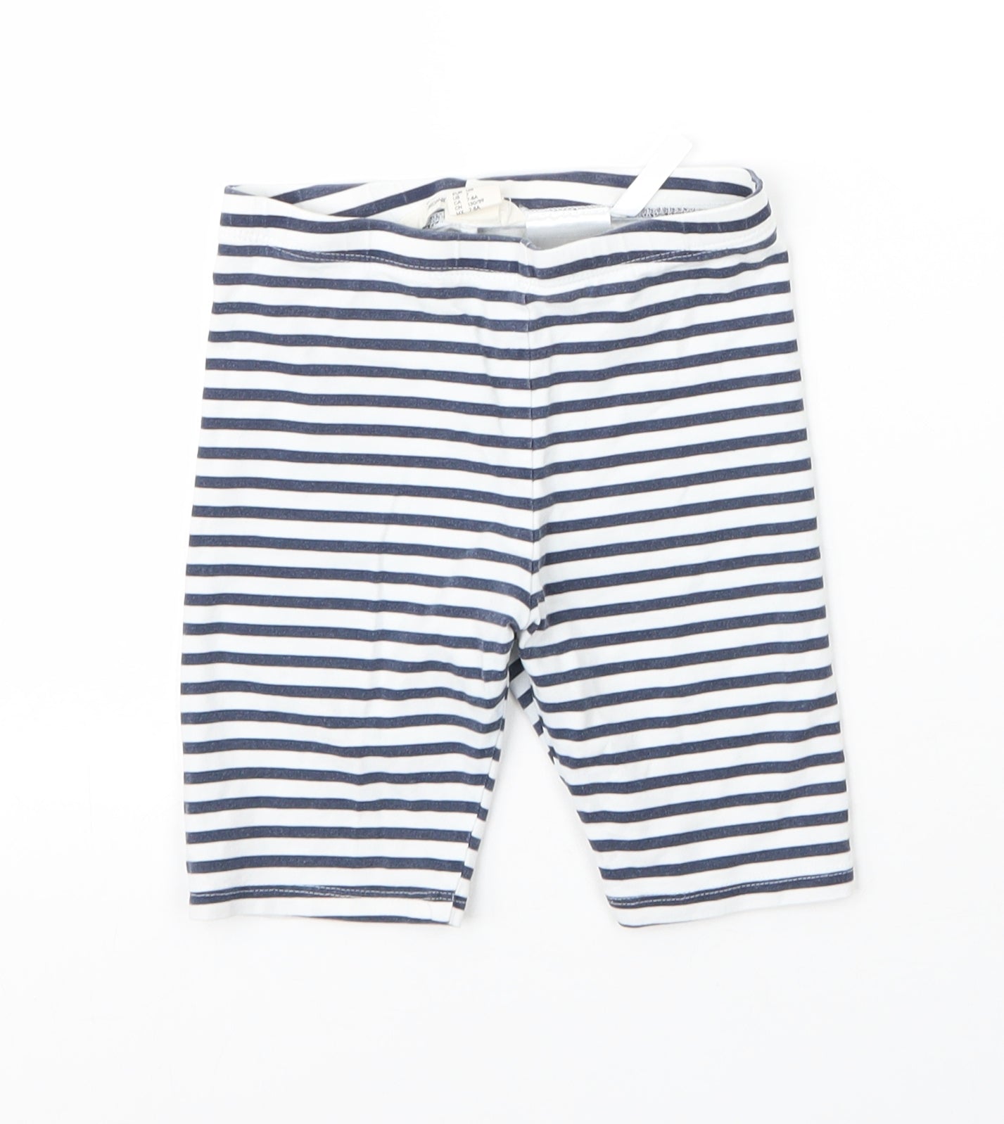H&M Girls Blue Striped Cotton Compression Shorts Size 7 Years  Regular