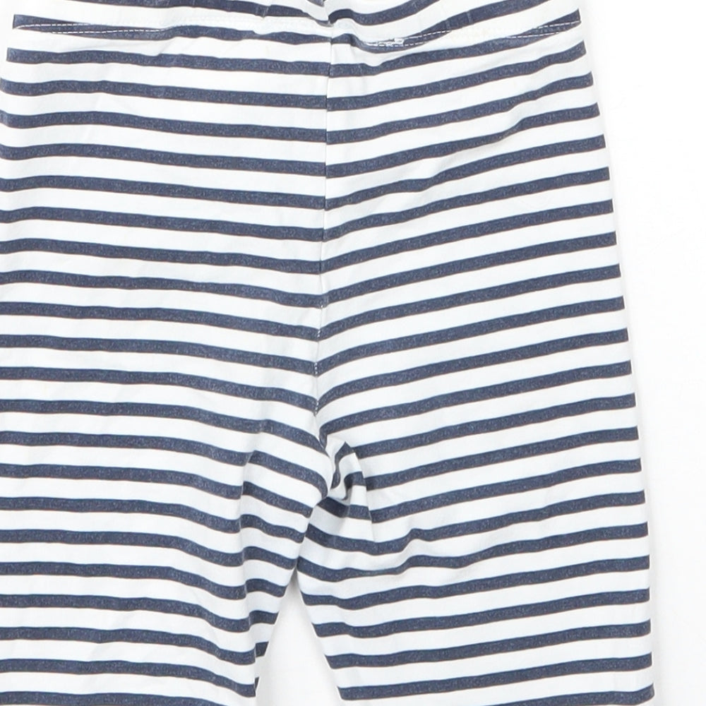 H&M Girls Blue Striped Cotton Compression Shorts Size 7 Years  Regular