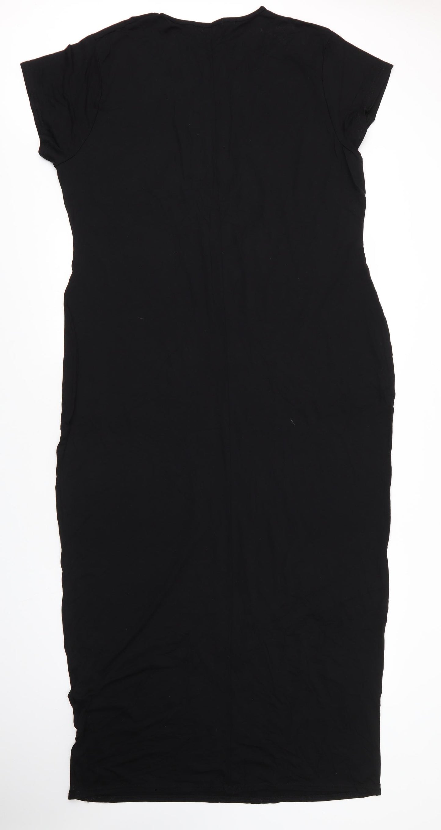 Boohoo Womens Black  Viscose Maxi  Size 28  Roll Neck