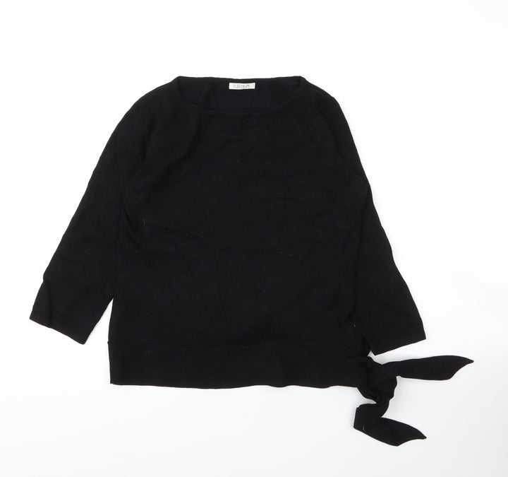 Platinum Womens Black Round Neck  Viscose Pullover Jumper Size M