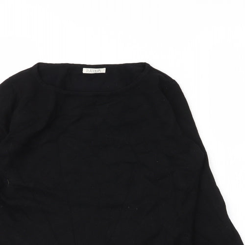Platinum Womens Black Round Neck  Viscose Pullover Jumper Size M
