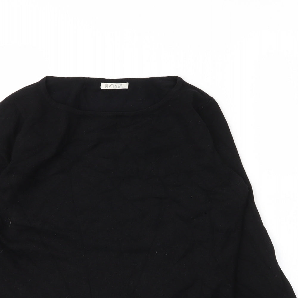 Platinum Womens Black Round Neck  Viscose Pullover Jumper Size M