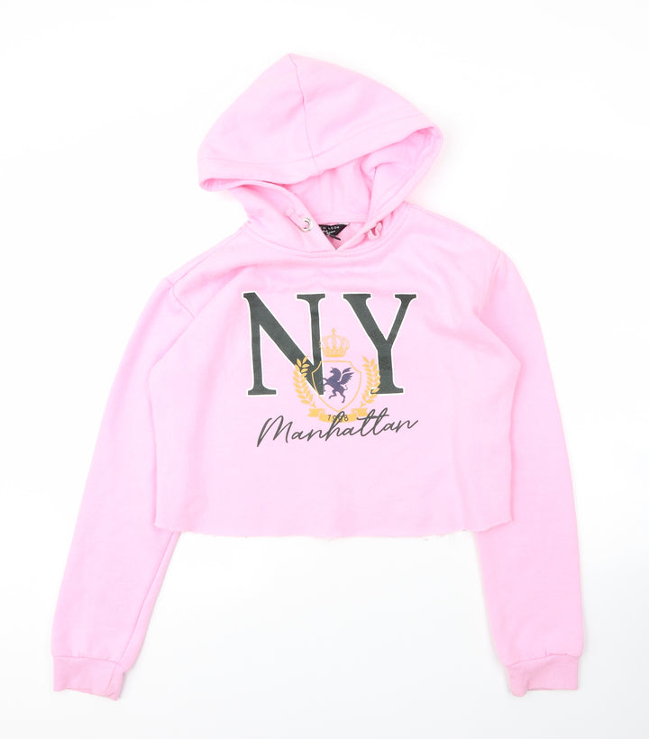 New Look Girls Pink  Cotton Pullover Hoodie Size 14 Years