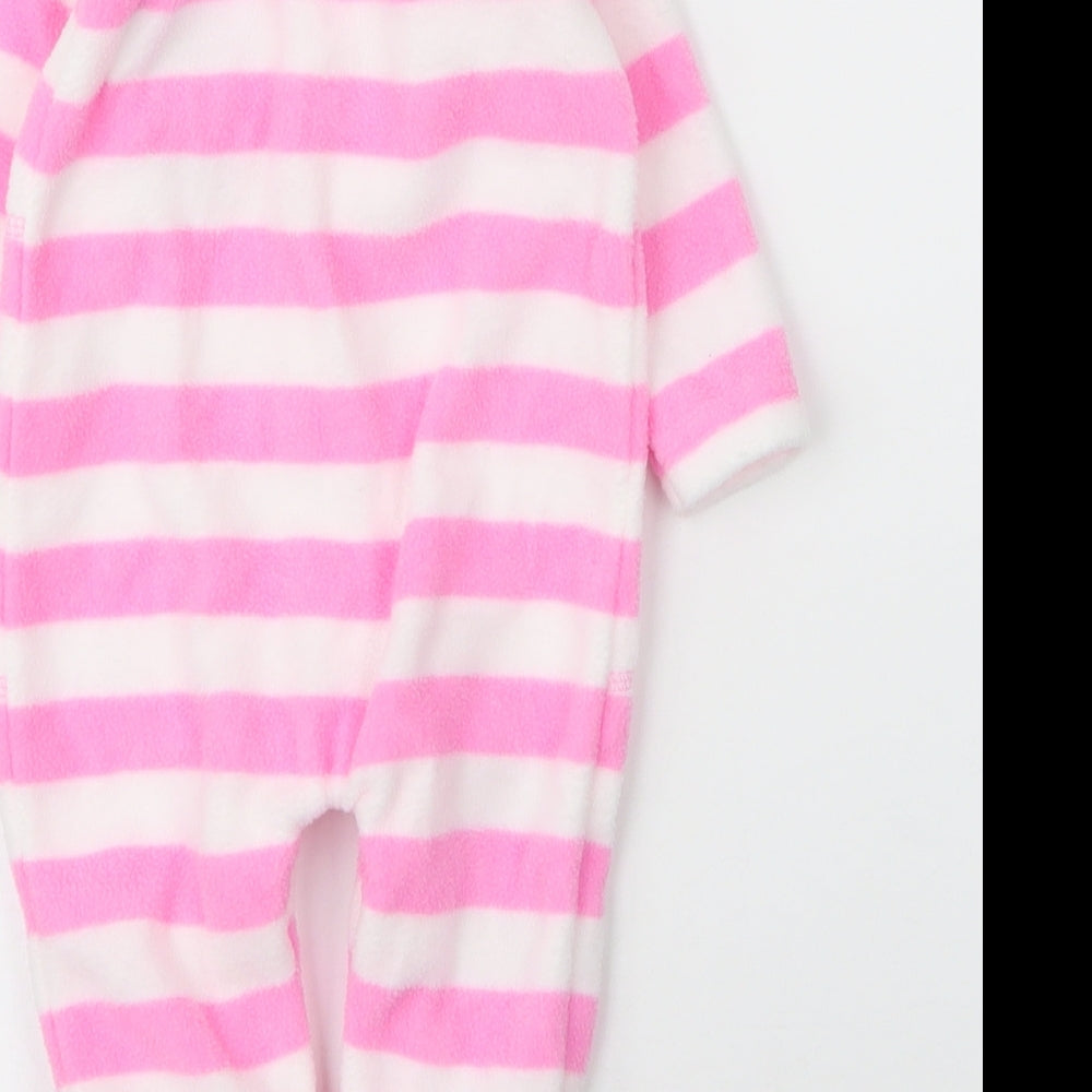 Preworn Girls Pink Striped Polyester Babygrow One-Piece Size 0-3 Months  Snap