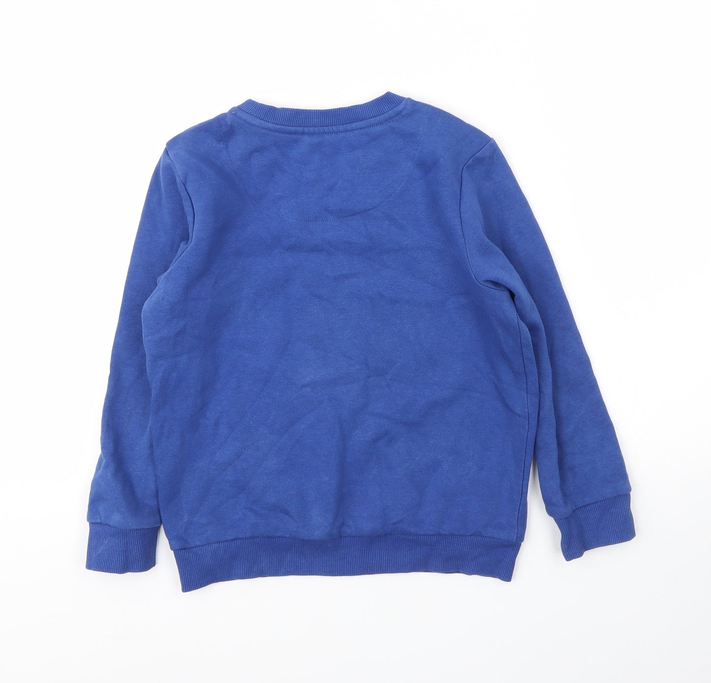 F&F Boys Blue Round Neck  Cotton Pullover Jumper Size 7 Years   - Dinosaur