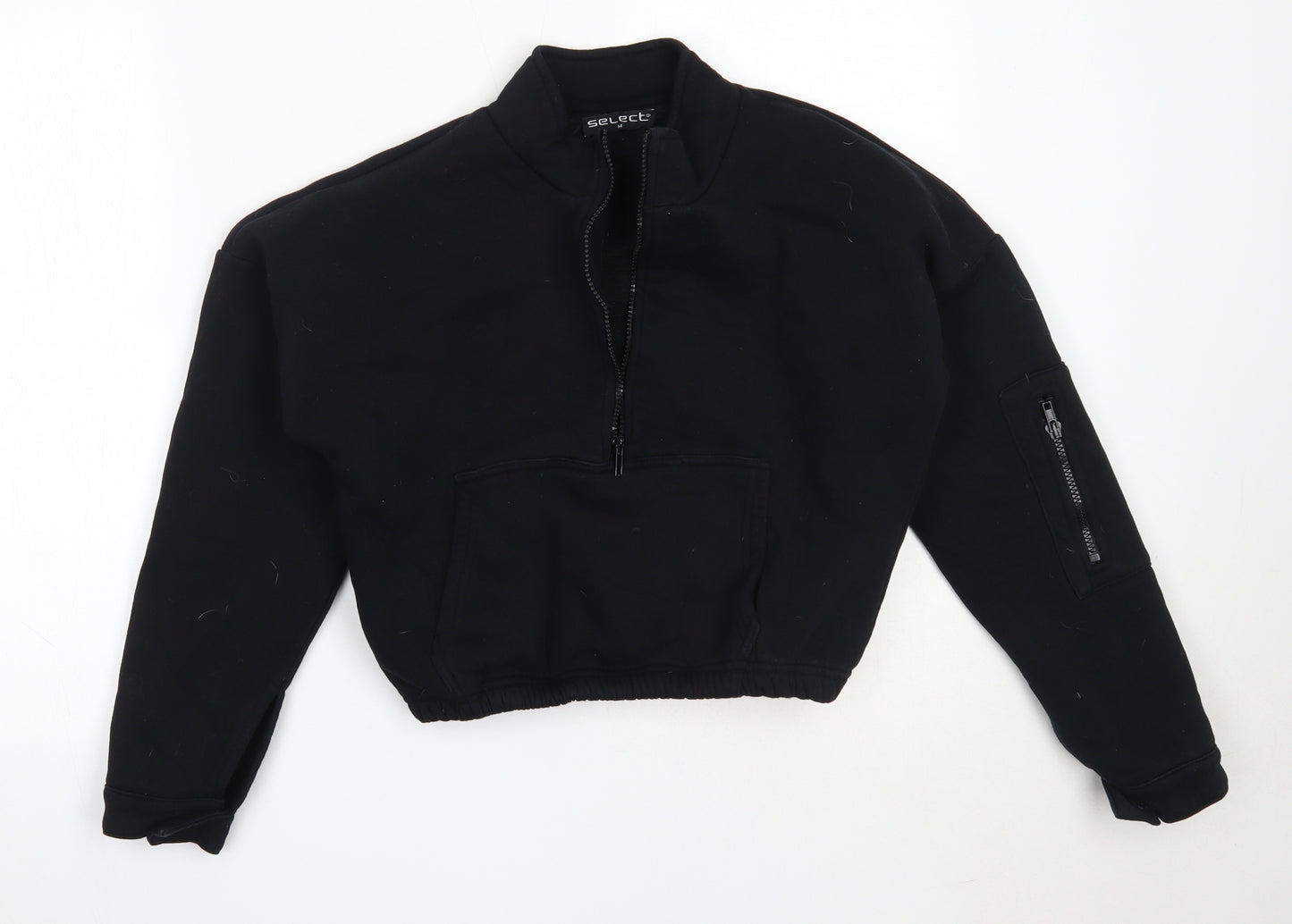 Select Womens Black  Cotton Henley Sweatshirt Size M