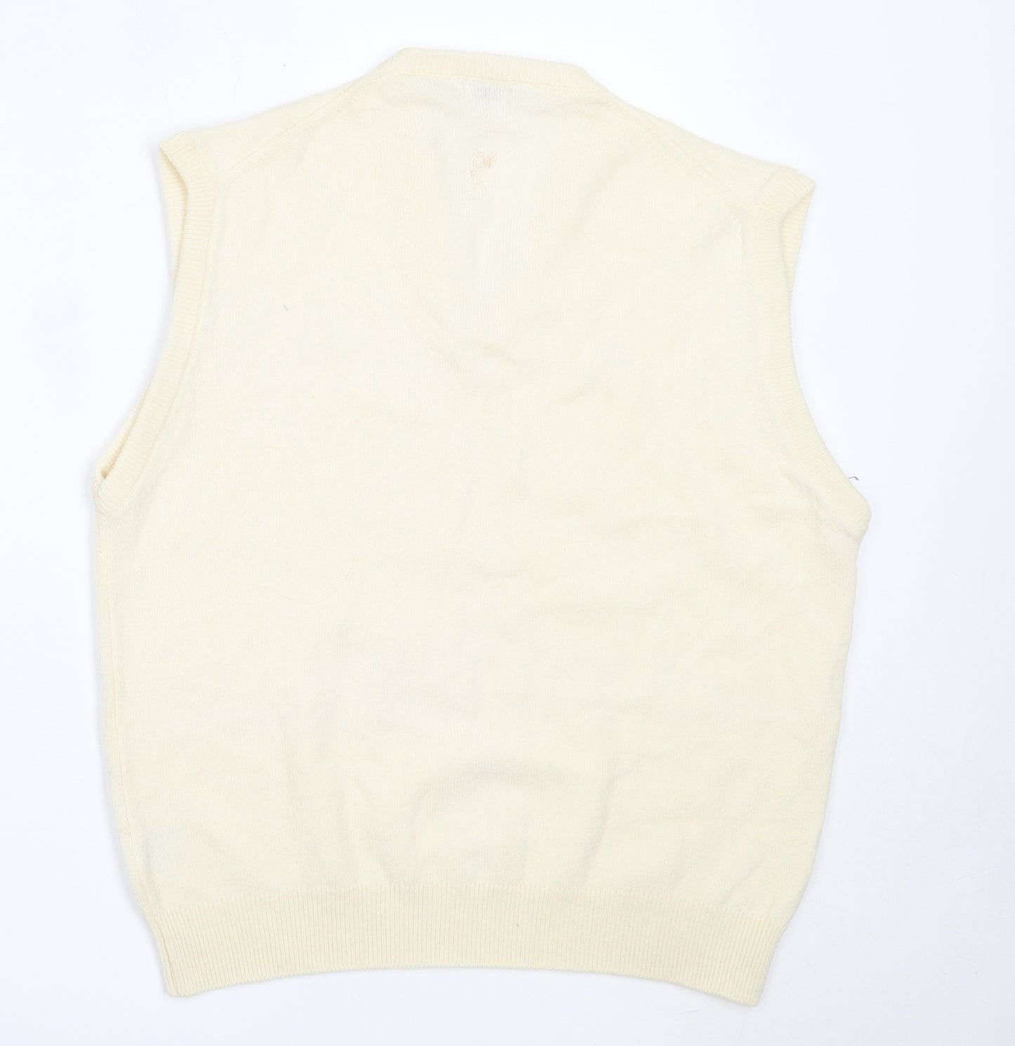 Ashworth Mens Ivory V-Neck  Wool Vest Jumper Size XL