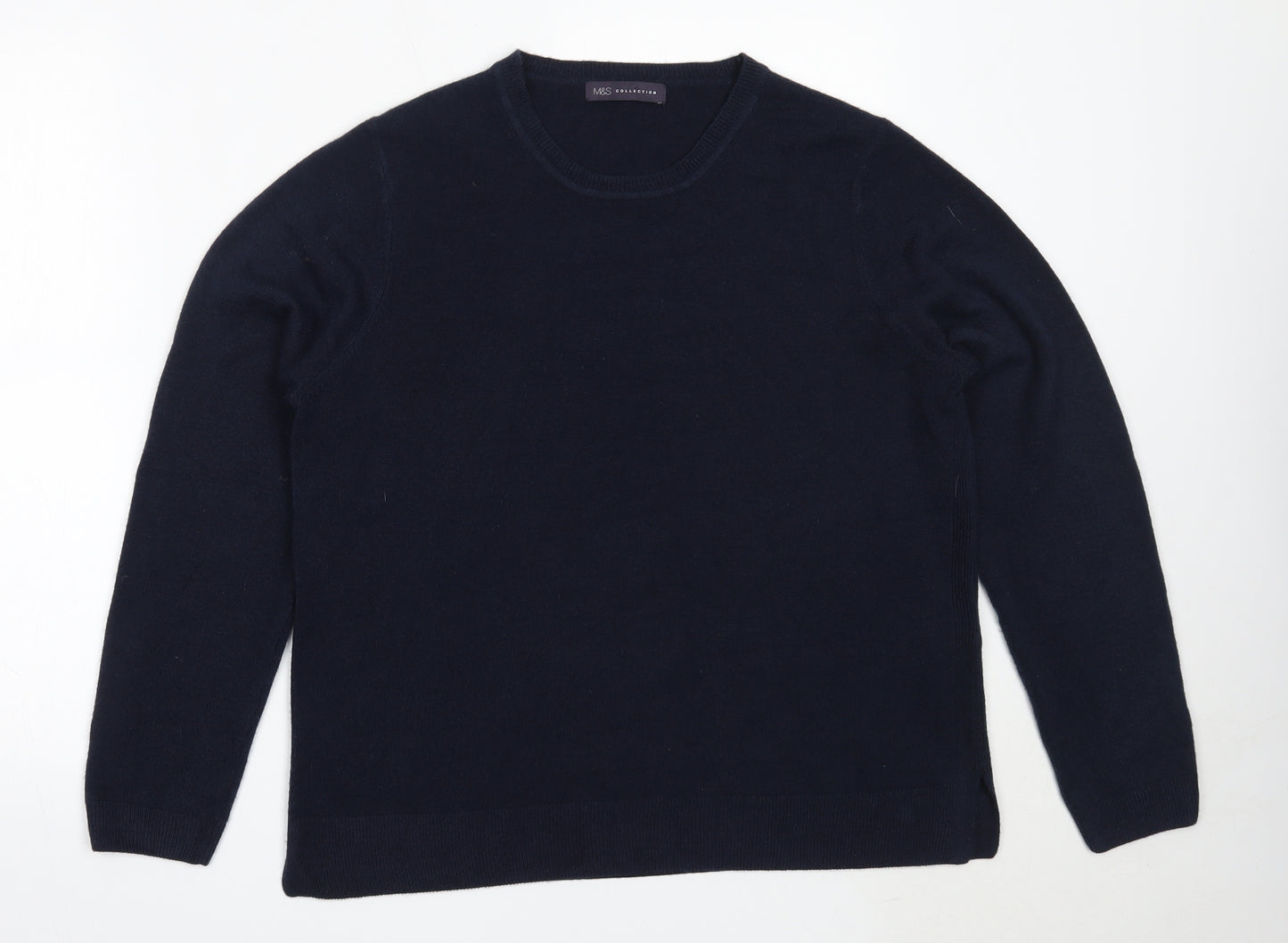 Marks and Spencer Womens Blue Round Neck  Acrylic Pullover Jumper Size 18