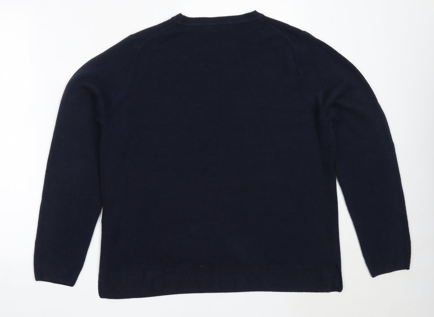 Marks and Spencer Womens Blue Round Neck  Acrylic Pullover Jumper Size 18