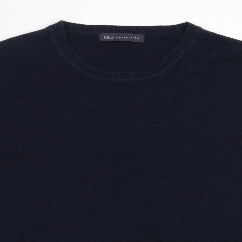 Marks and Spencer Womens Blue Round Neck  Acrylic Pullover Jumper Size 18
