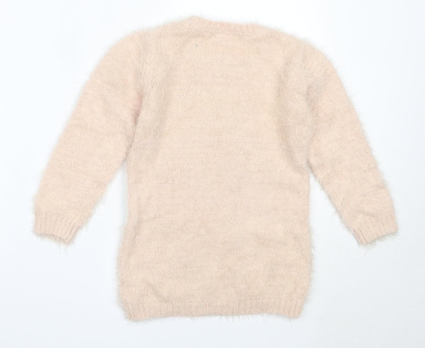 Primark Girls Pink Round Neck  Polyamide Pullover Jumper Size 5-6 Years