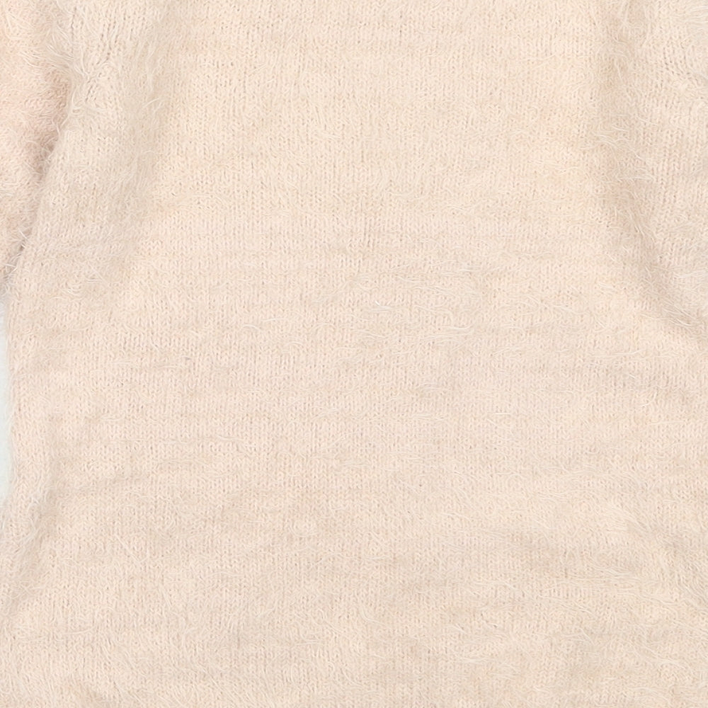 Primark Girls Pink Round Neck  Polyamide Pullover Jumper Size 5-6 Years