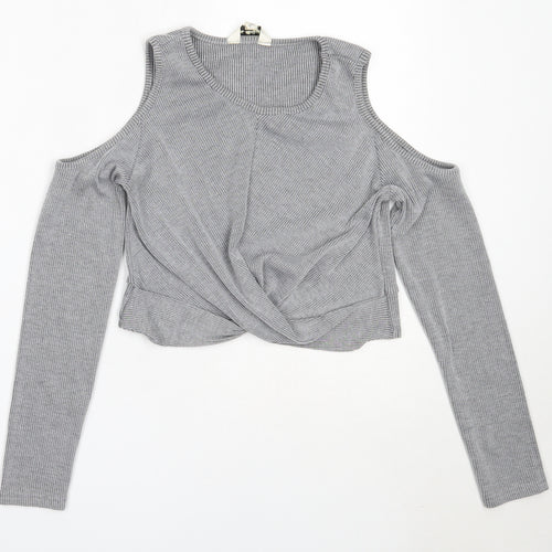 Miss Selfridge Womens Grey Round Neck  Polyester Pullover Jumper Size 14