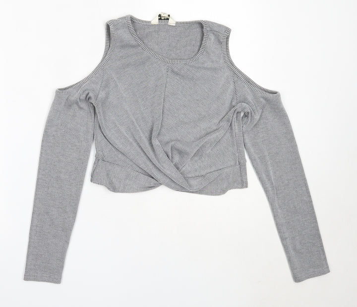 Miss Selfridge Womens Grey Round Neck  Polyester Pullover Jumper Size 14