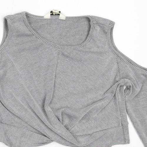 Miss Selfridge Womens Grey Round Neck  Polyester Pullover Jumper Size 14