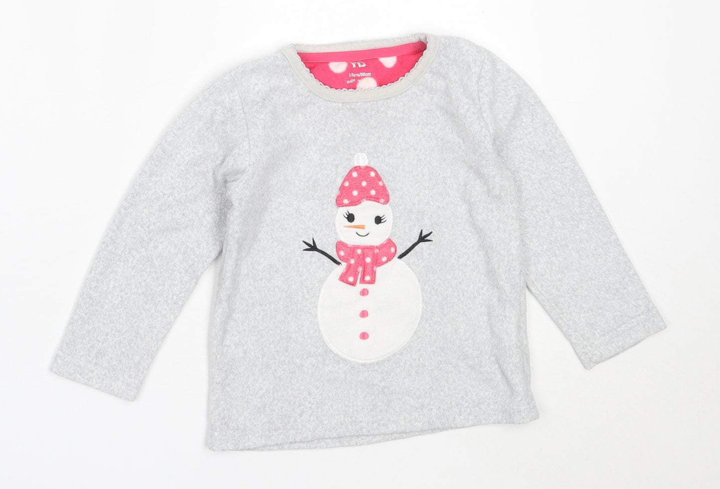 Young Dimension Girls Grey Solid Polyester Top Pyjama Top Size 2-3 Years