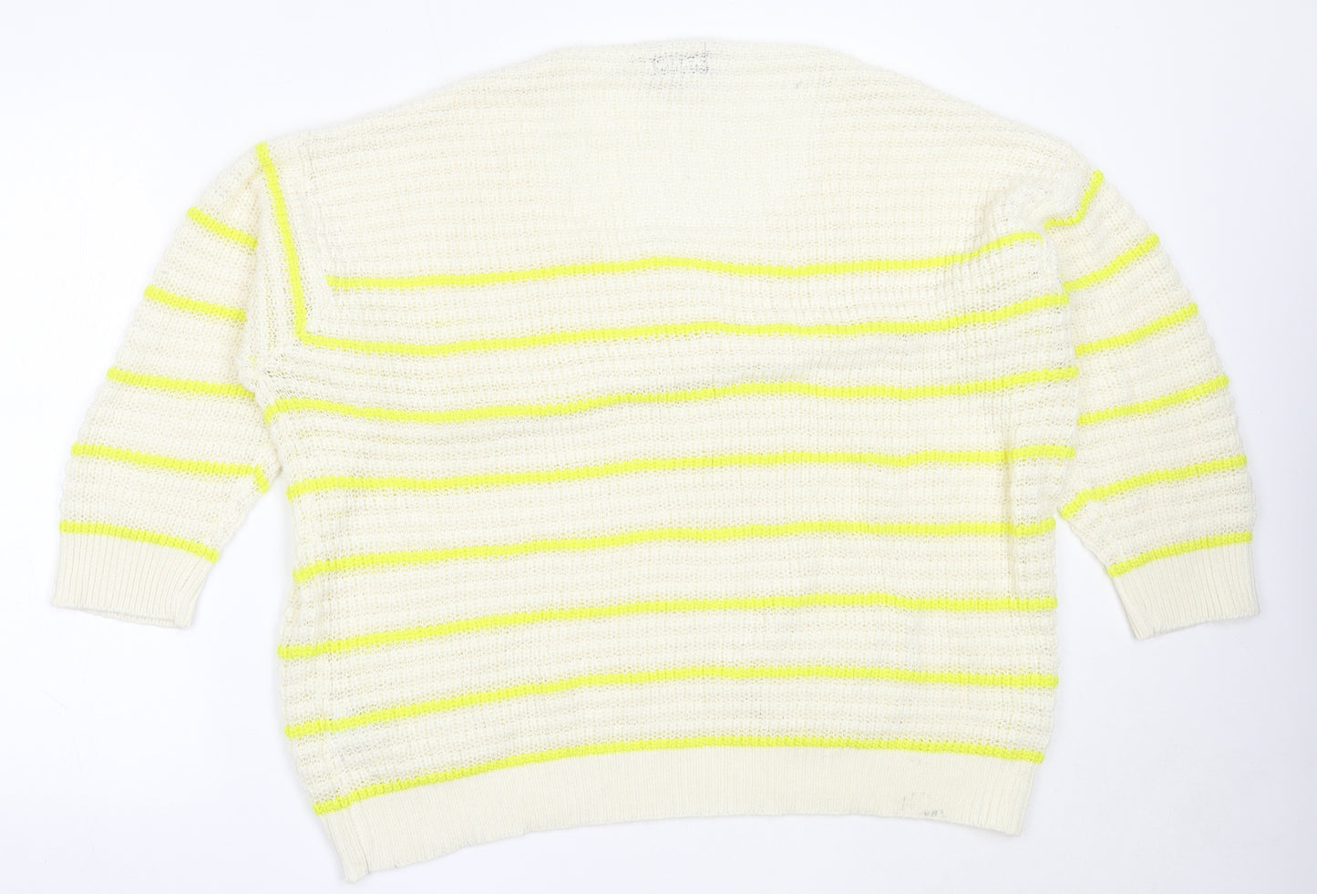 Originals Womens Ivory Round Neck Striped Acrylic Pullover Jumper Size XL