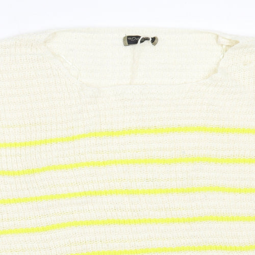 Originals Womens Ivory Round Neck Striped Acrylic Pullover Jumper Size XL