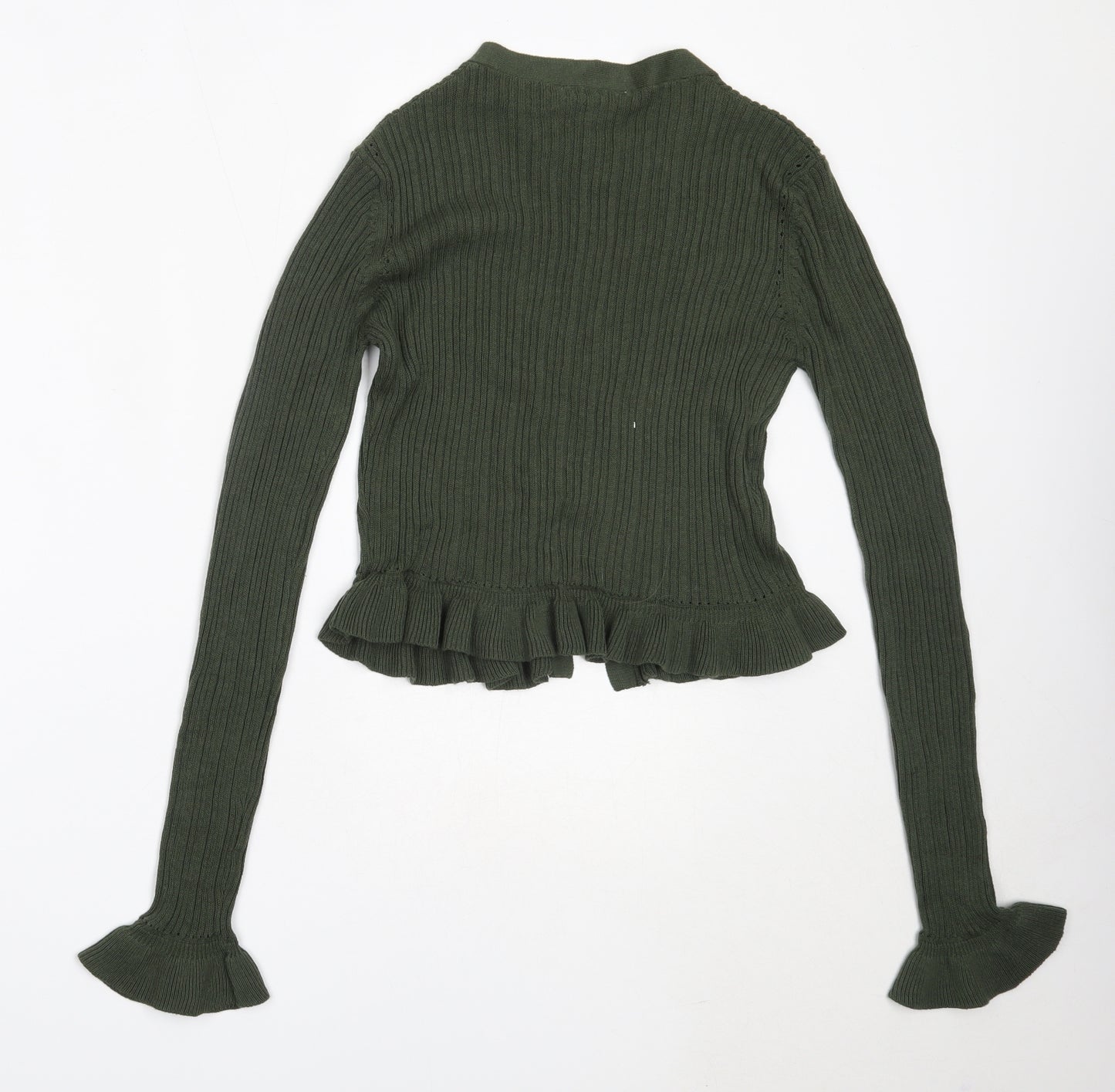 Select Womens Green V-Neck  Cotton Cardigan Jumper Size 14