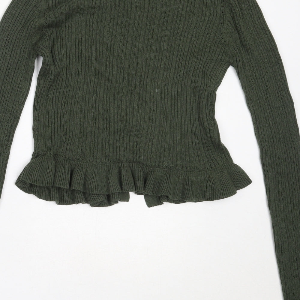 Select Womens Green V-Neck  Cotton Cardigan Jumper Size 14