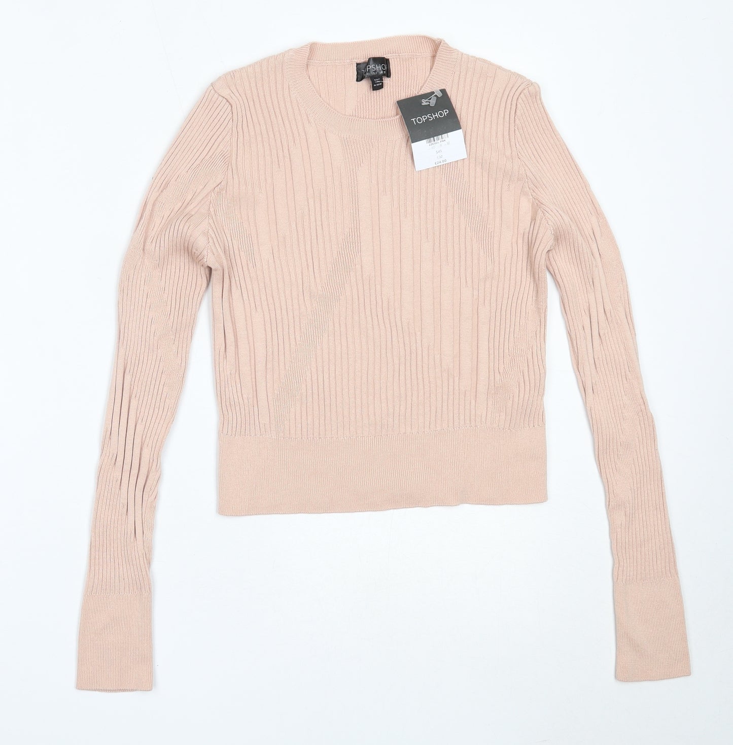Topshop Womens Pink Round Neck  Viscose Pullover Jumper Size 12