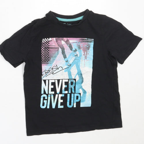 TU Boys Black  Cotton Basic T-Shirt Size 4 Years Round Neck
