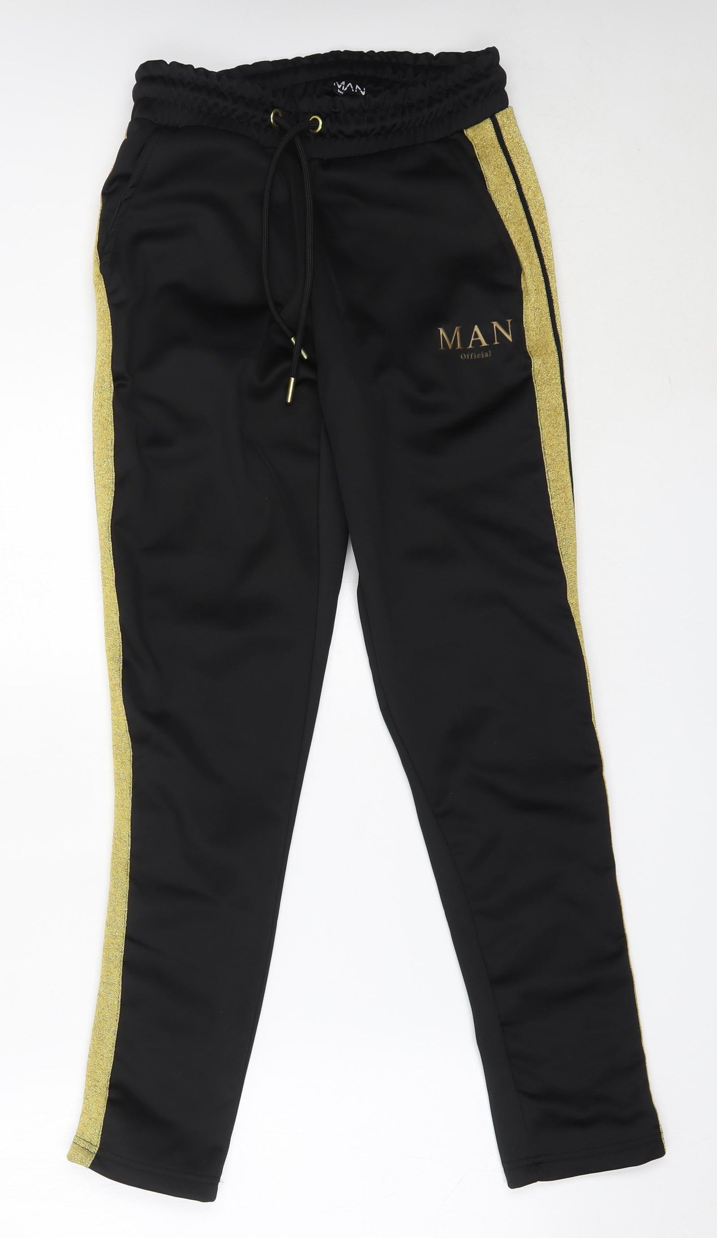 Boohoo Mens Black  Polyester Sweatpants Trousers Size S L30 in Regular