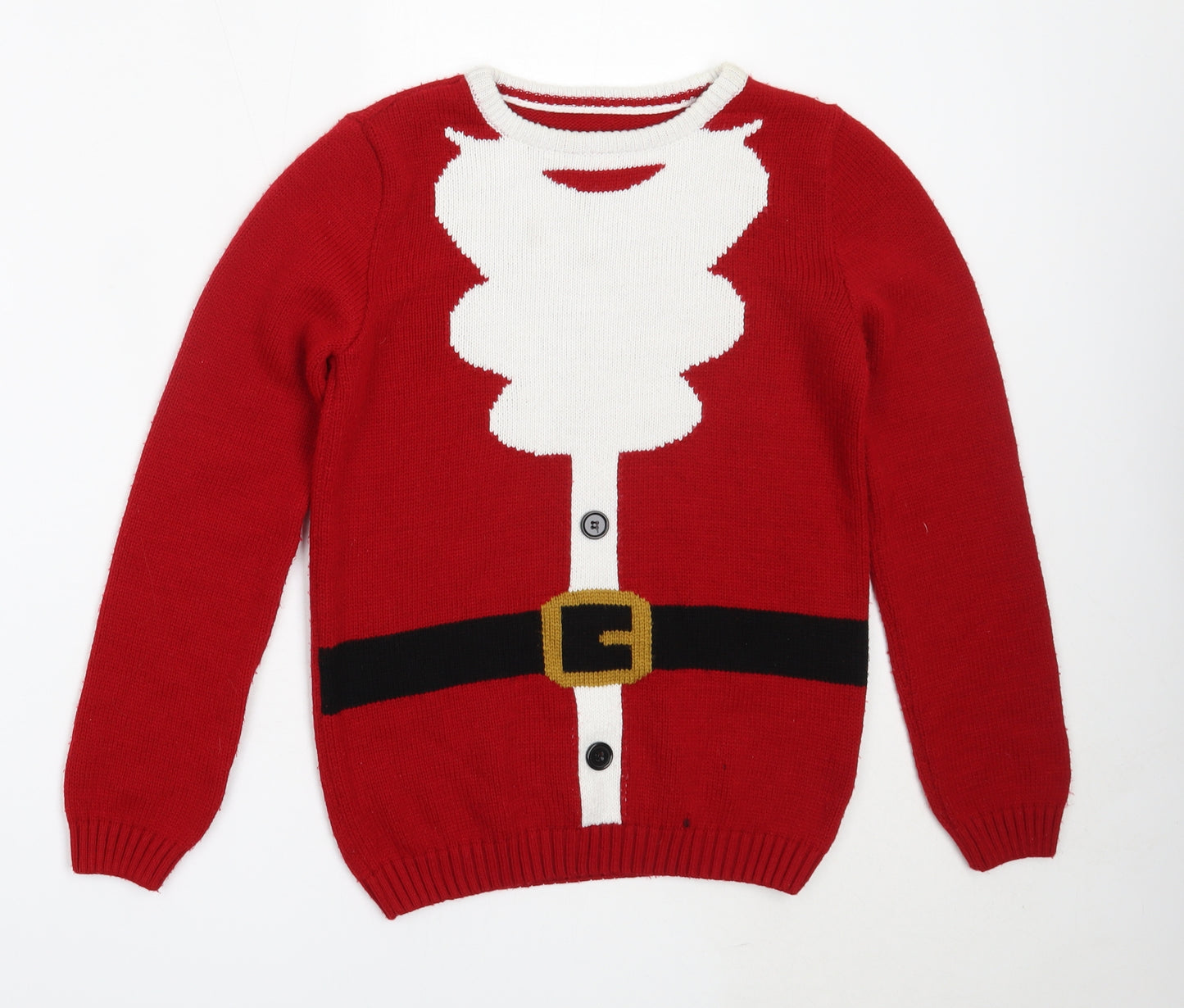 BHS Boys Red Round Neck  Acrylic Pullover Jumper Size 11-12 Years   - christmas