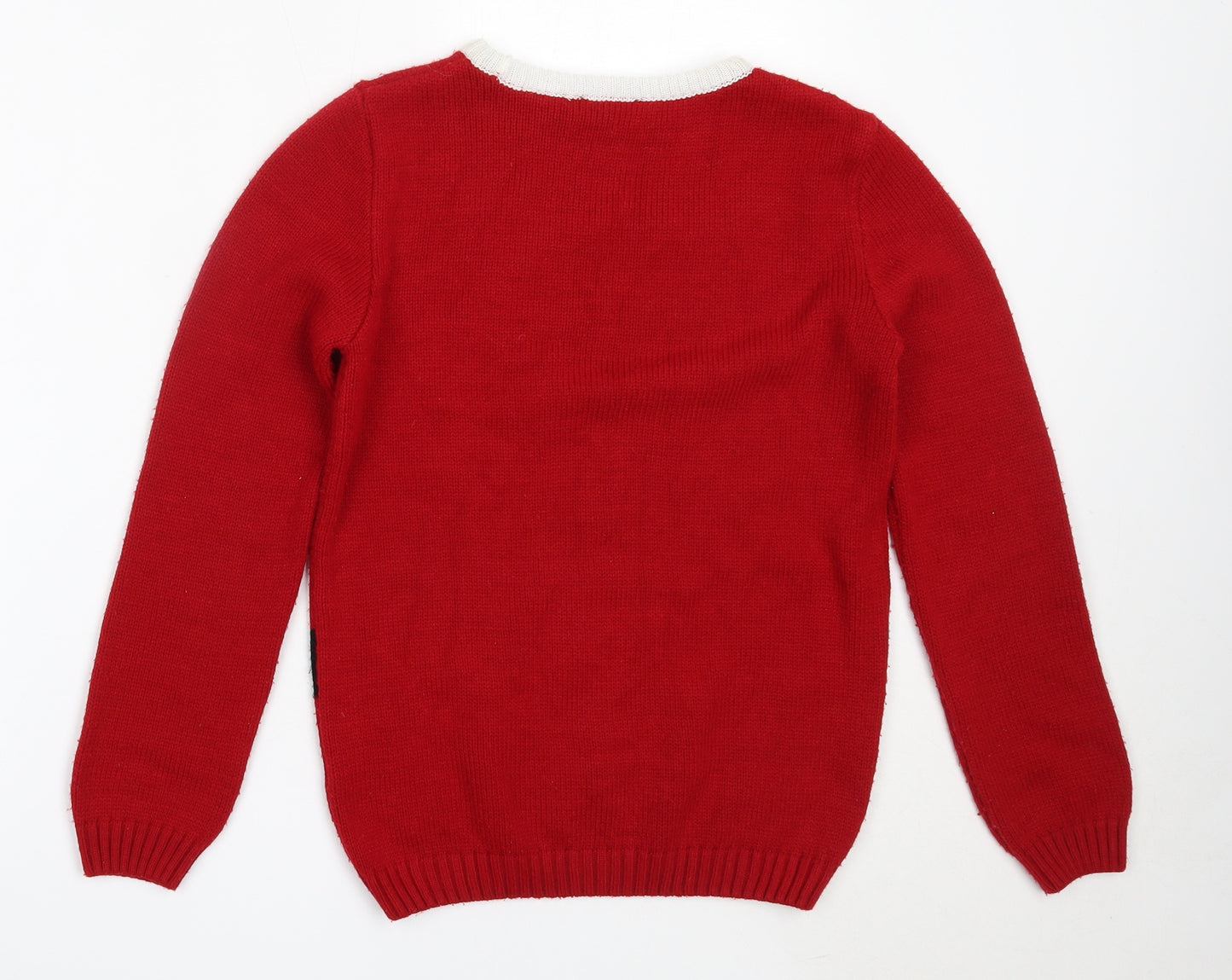 BHS Boys Red Round Neck  Acrylic Pullover Jumper Size 11-12 Years   - christmas