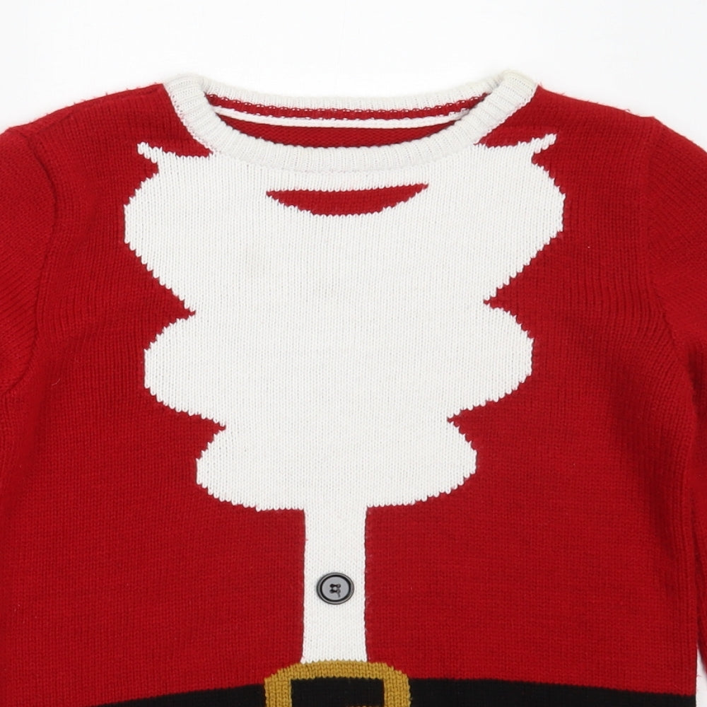 BHS Boys Red Round Neck  Acrylic Pullover Jumper Size 11-12 Years   - christmas