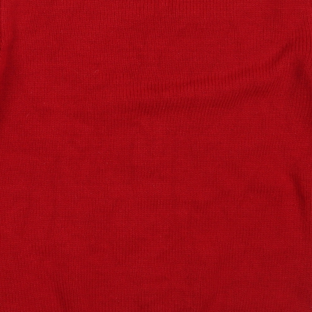 BHS Boys Red Round Neck  Acrylic Pullover Jumper Size 11-12 Years   - christmas