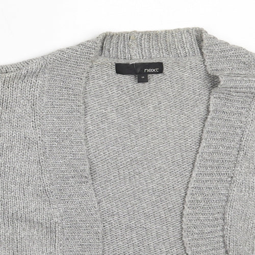 NEXT Womens Grey Round Neck  Viscose Cardigan Jumper Size 14