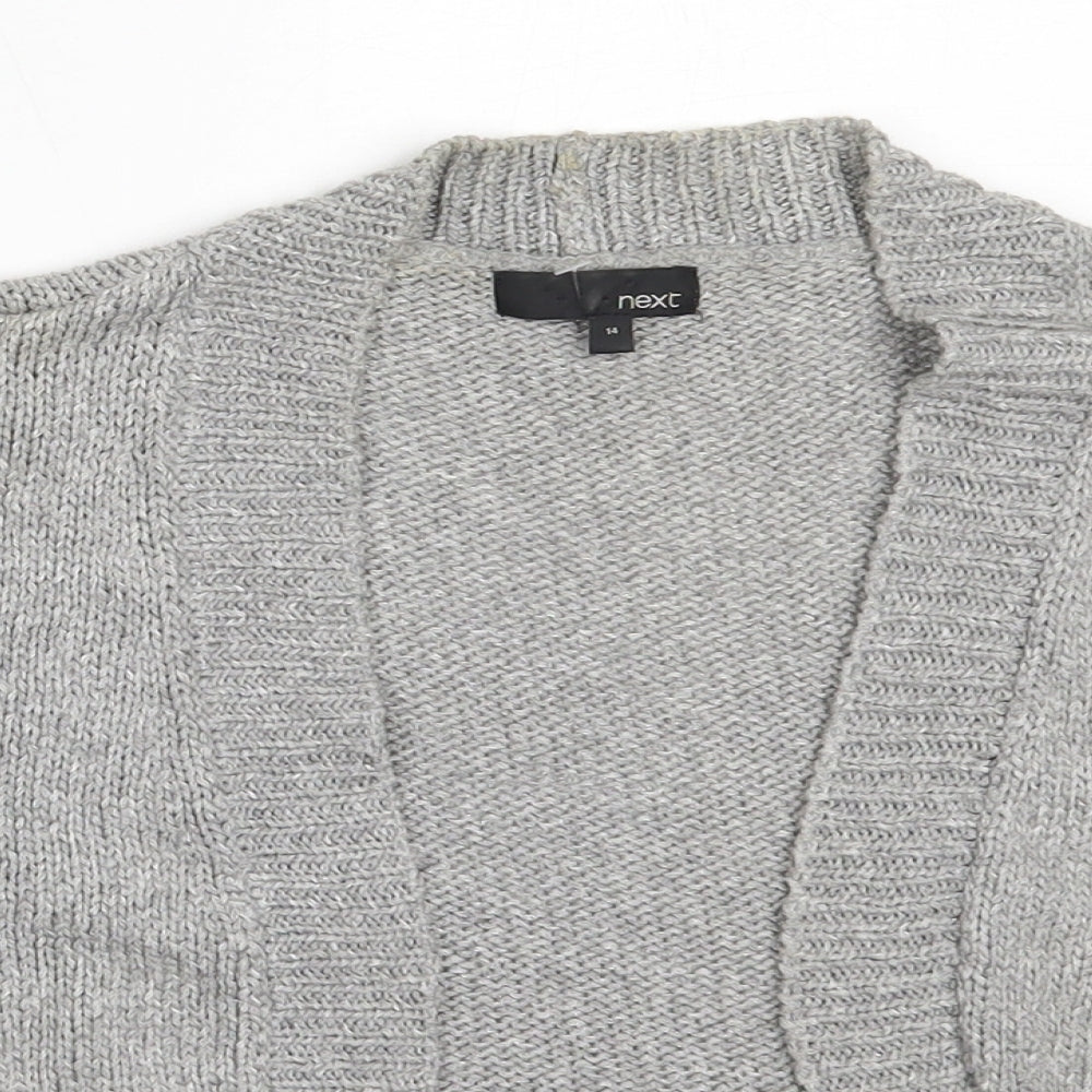 NEXT Womens Grey Round Neck  Viscose Cardigan Jumper Size 14