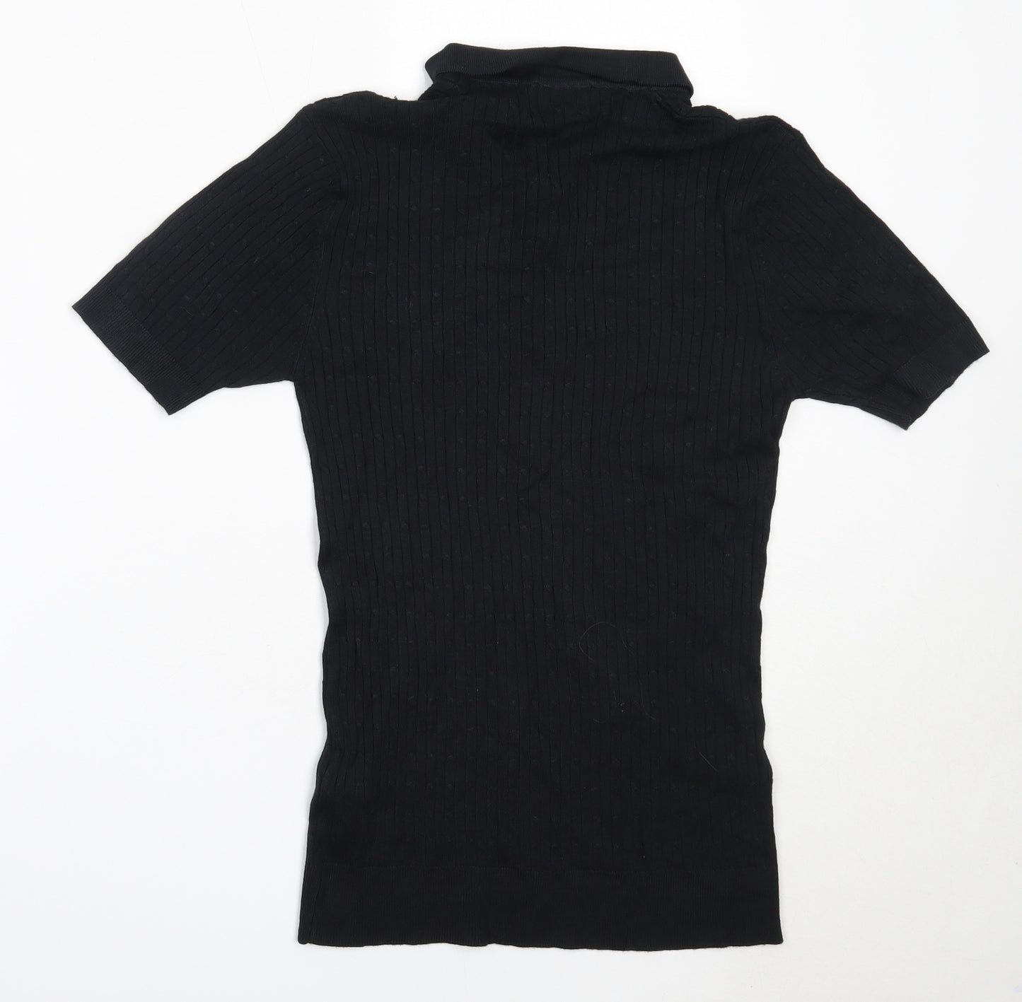 Boohoo Mens Black  Viscose  Polo Size S Collared